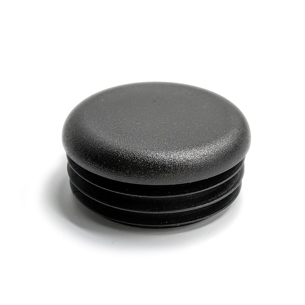 Black post cap accessory for 1 5/8-inch diameter fence posts from Dog Proofer, shown in high resolution.