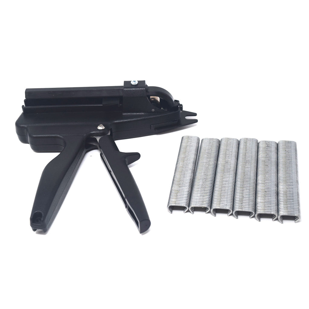 Dog Proofer's hog ringer bundle package, including tools and rings for fence installation.