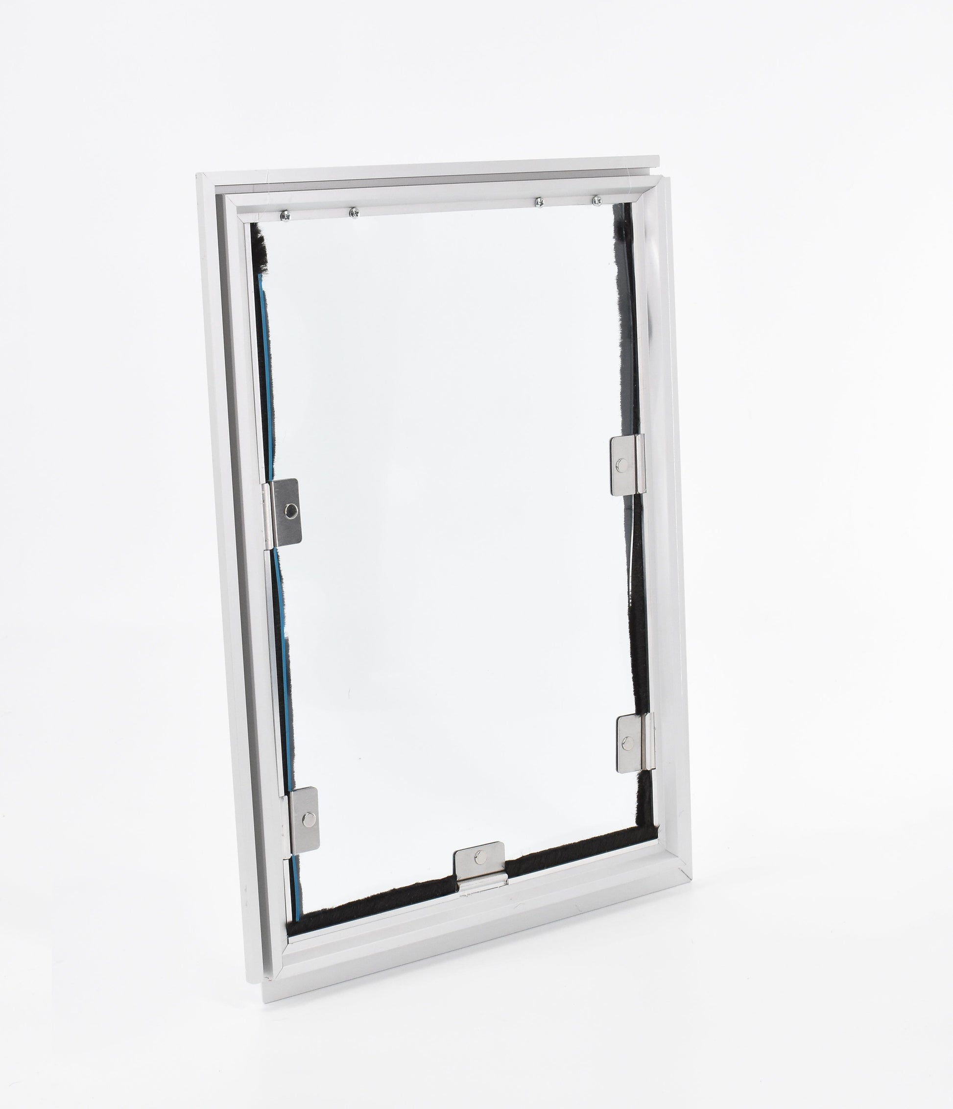 Dog Door - Screen Model Phone Order Only Dog Proofer Small Medium (6 1/2" x 9 1/2") Brushed Aluminum Standard 1/2" thick or less