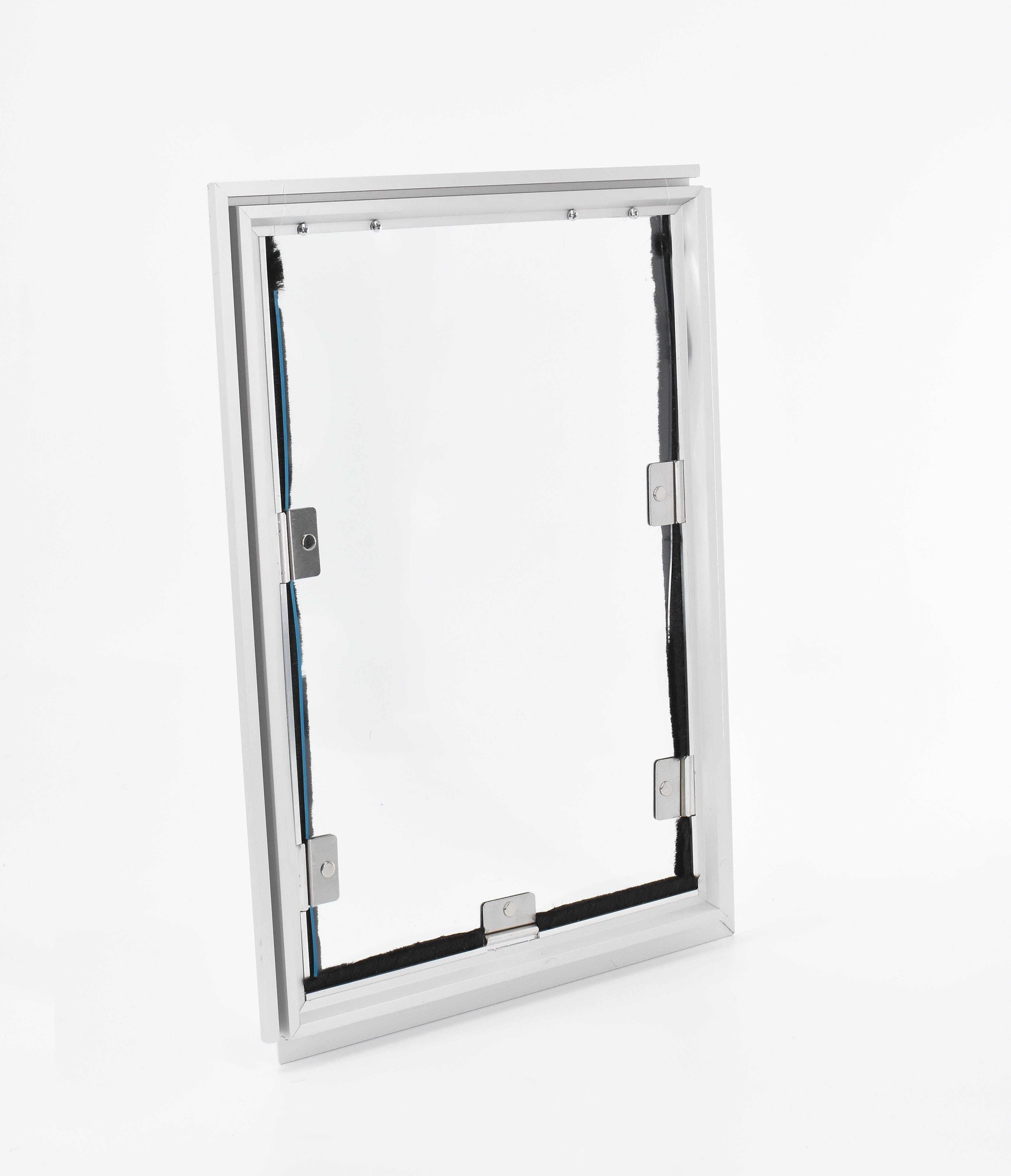 Dog Door - Screen Model Phone Order Only Dog Proofer Small Medium (6 1/2" x 9 1/2") Brushed Aluminum Standard 1/2" thick or less