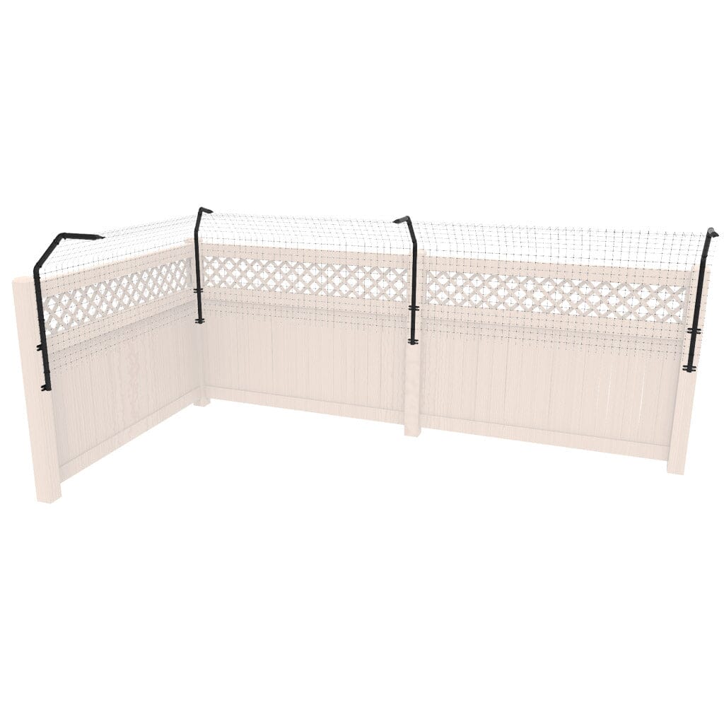 Curved Houdini-proof dog jumping extension for preventing pets from leaping over fences by Dog Proofer.