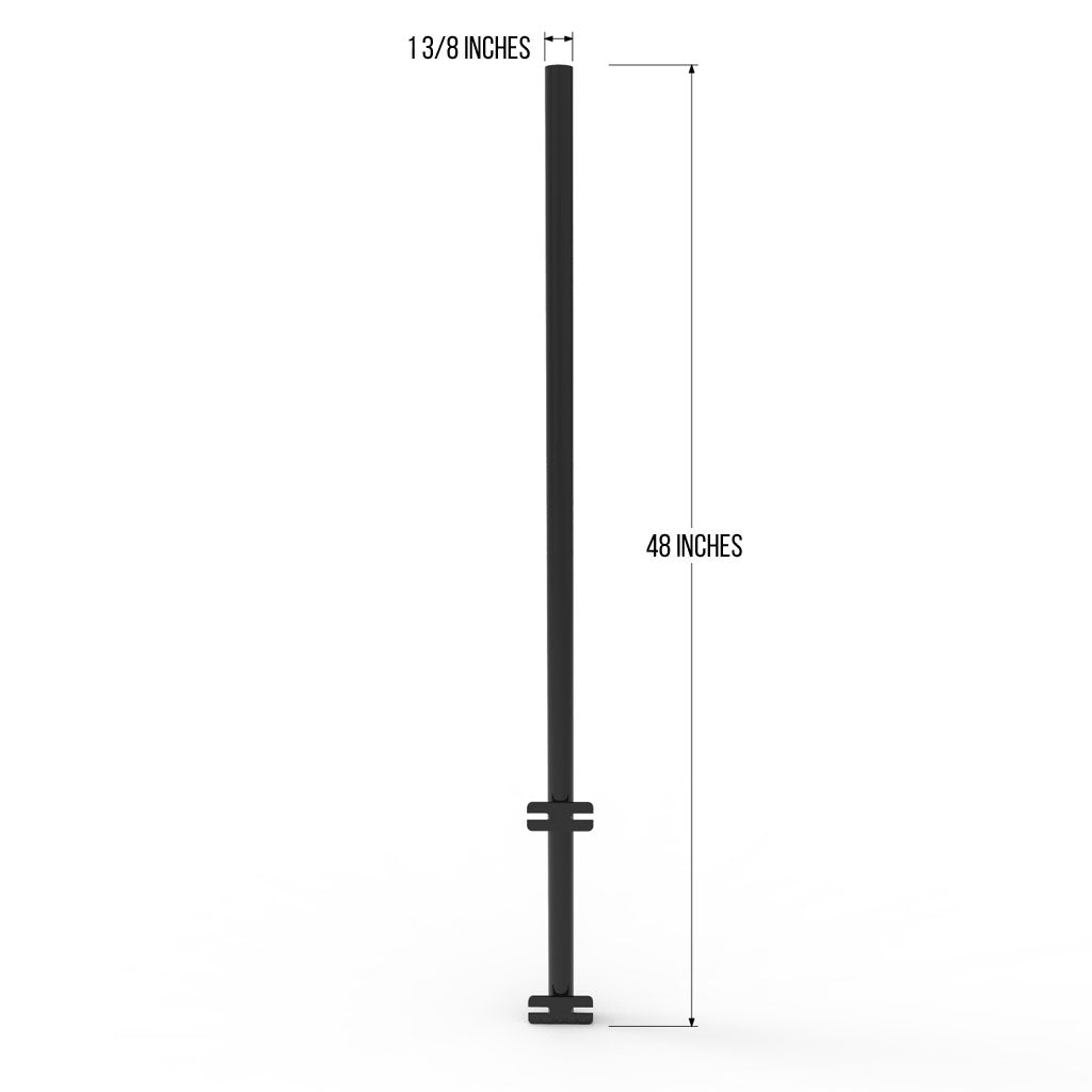 Straight dog arm dimension image from Dog Proofer, detailing the arm&#39;s measurements for fence installation.