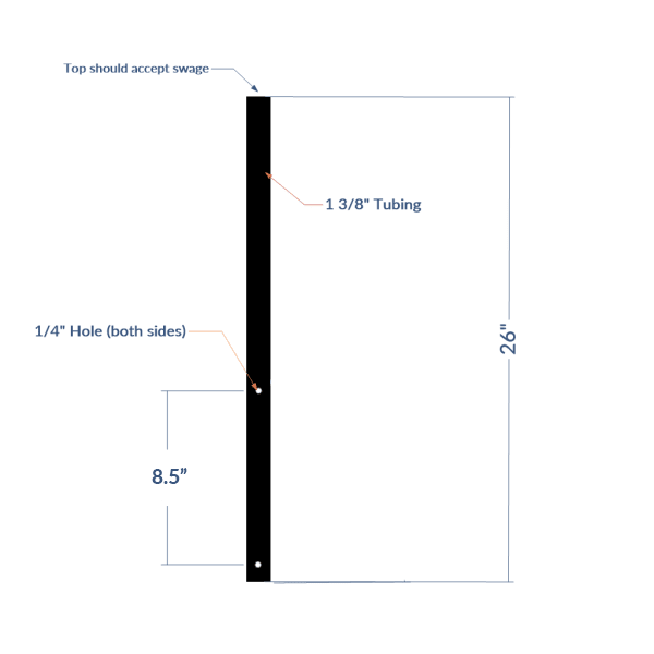Dog Arm Base (no brackets) for Slim Mounting/Gates with Drilled Mounting Holes Phone Order Only Dog Proofer 