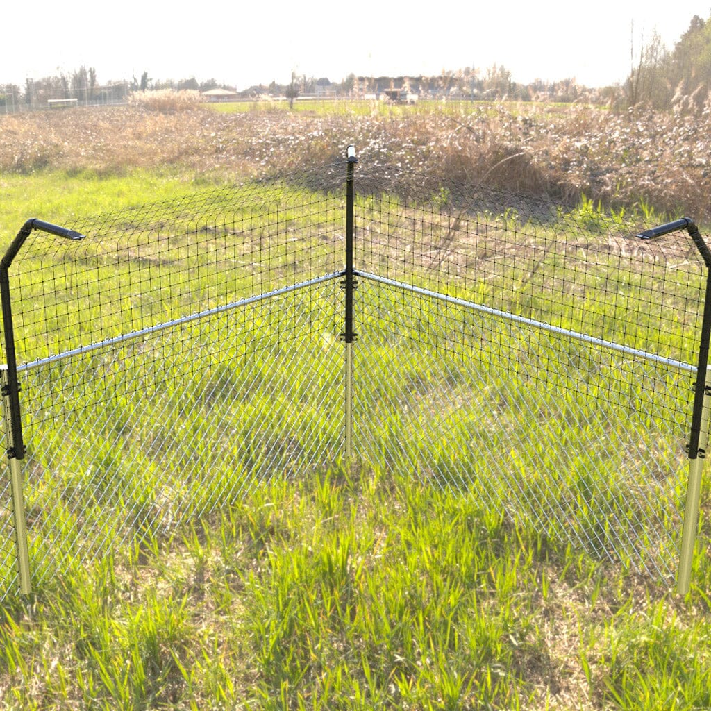 Close-up of the holding bracket for dog fences by Dog Proofer, emphasizes the sturdy construction and finish.