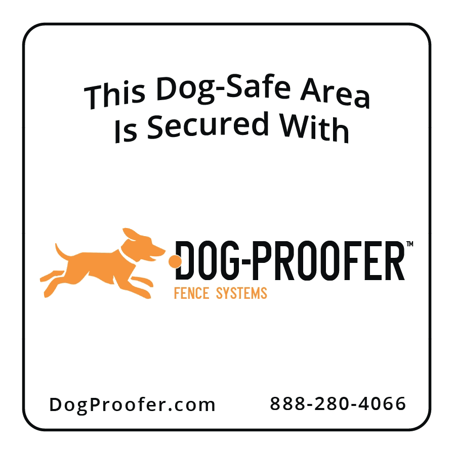 Dog Proofer signage image highlighting the brand and quality assurance of their pet fencing products.