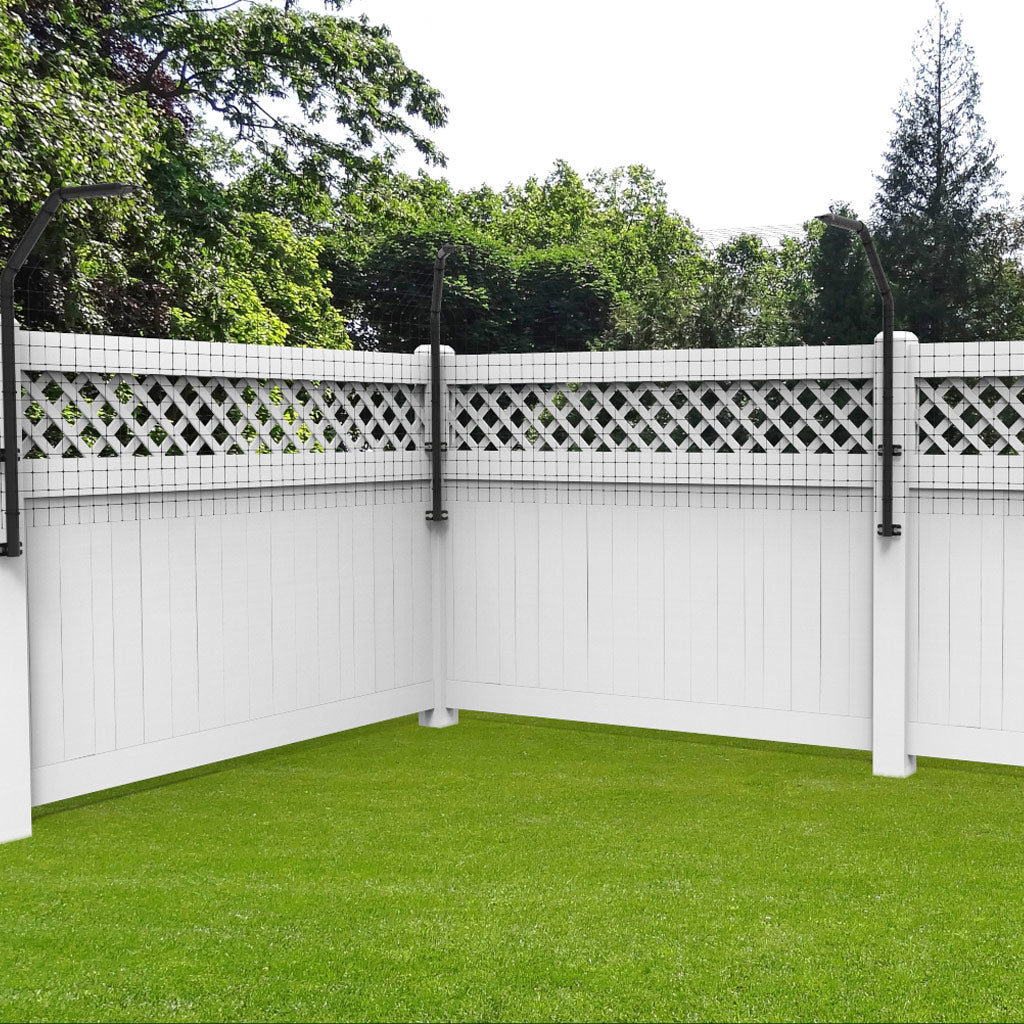 Fence extensions by Dog Proofer designed to prevent dogs from jumping over and escaping.