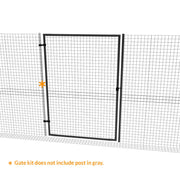 Dog Proofer's freestanding fence with a gate, illustrating entryway integration.