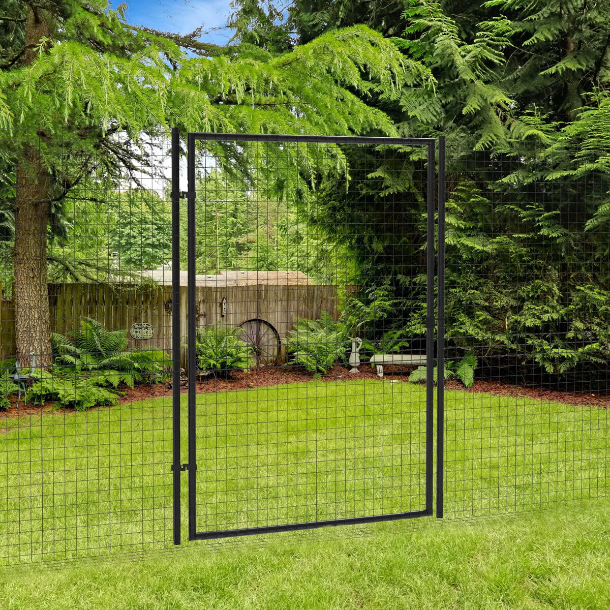 Image showing the gate details of Dog Proofer's freestanding dog fence system.