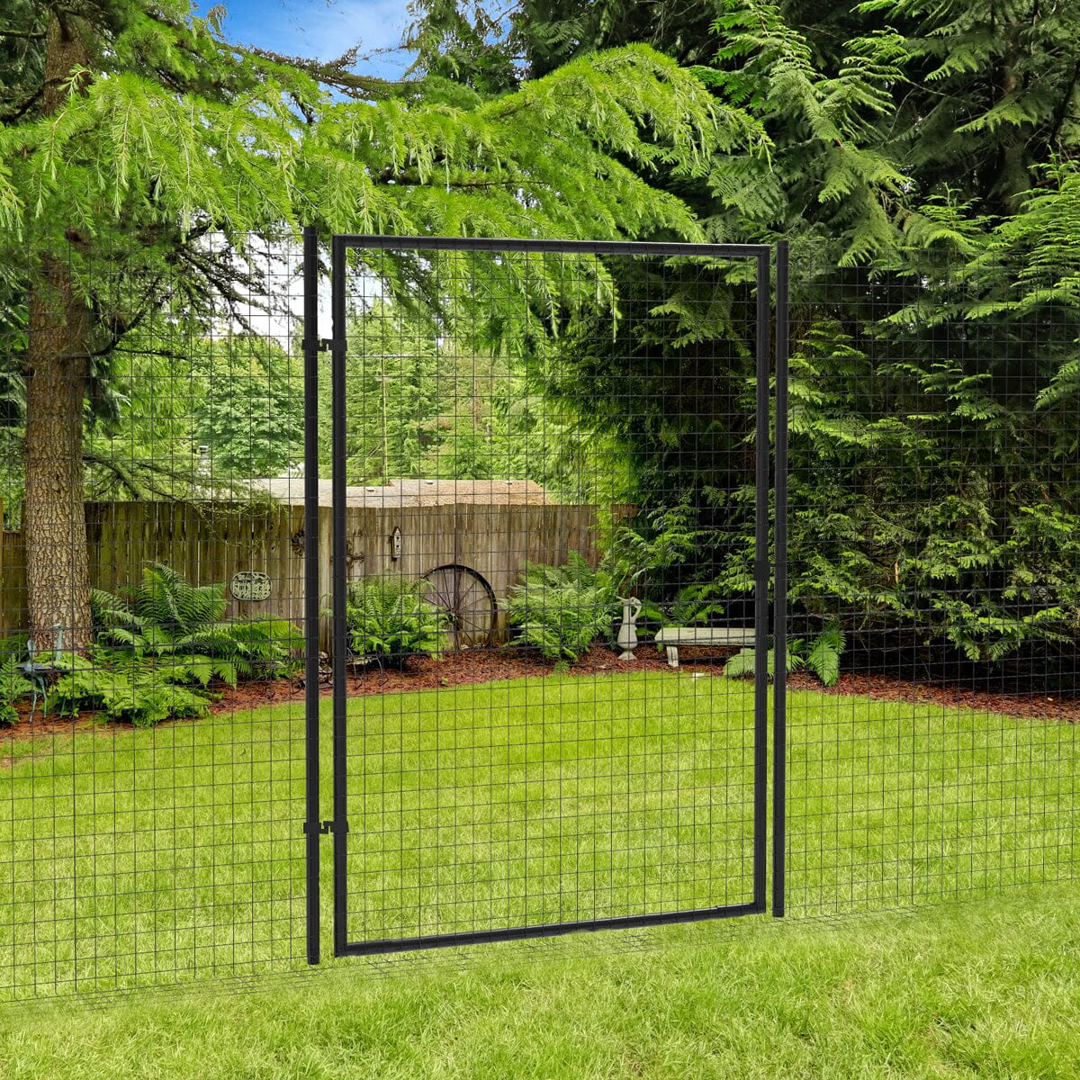 Image showing the gate details of Dog Proofer&#39;s freestanding dog fence system.