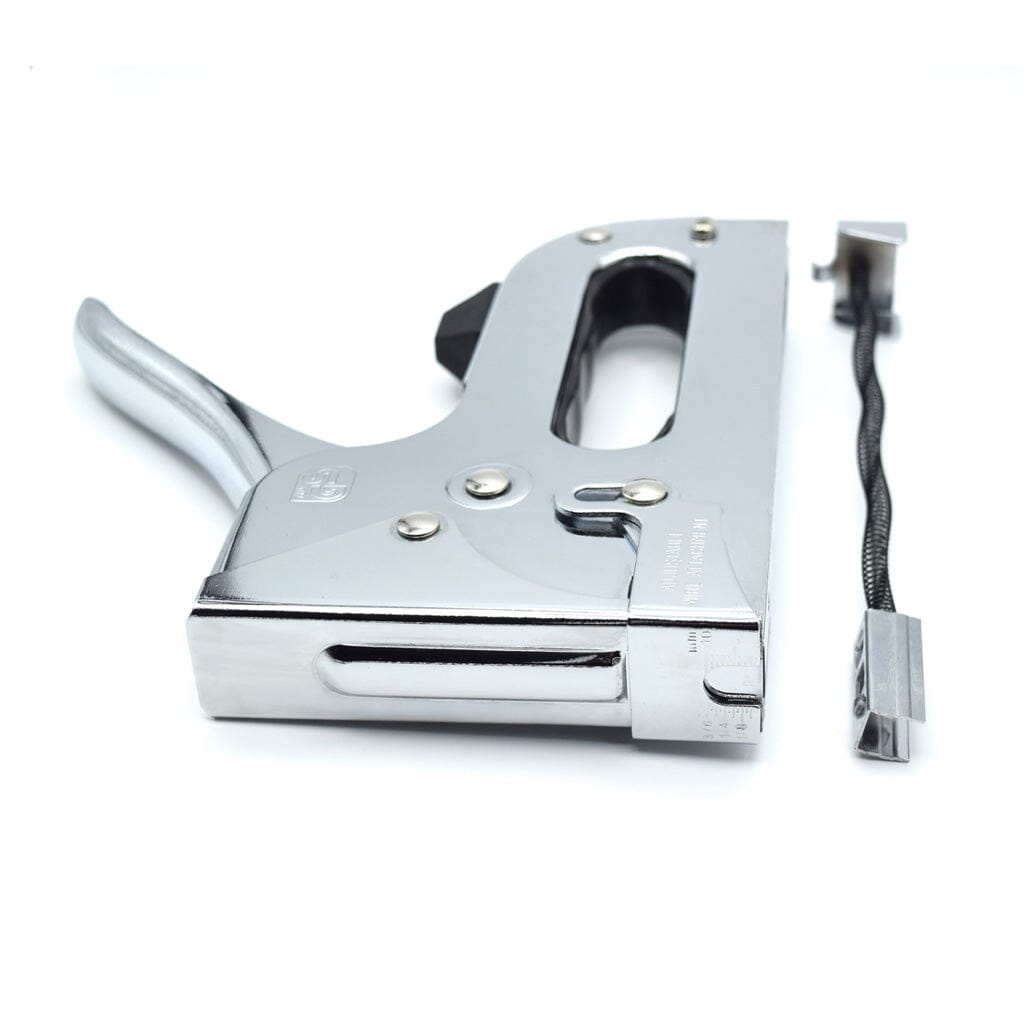Sixth iteration of Dog Proofer&#39;s fence stapler, tailored for efficient fence assembly.